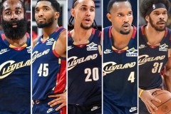 哈登加盟骑士首发阵容亮相 米切尔搭档哈登与莫布利